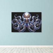 Kristallachtige Steampunk Octopus Canvas Afdruk (Insitu (Houten vloer))
