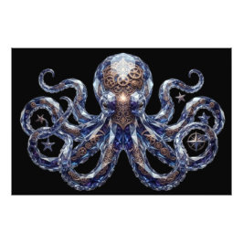 Kristallachtige Steampunk Octopus Foto Afdruk
