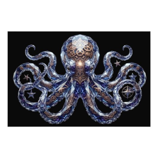 Kristallachtige Steampunk Octopus Foto Afdruk (Voorkant)