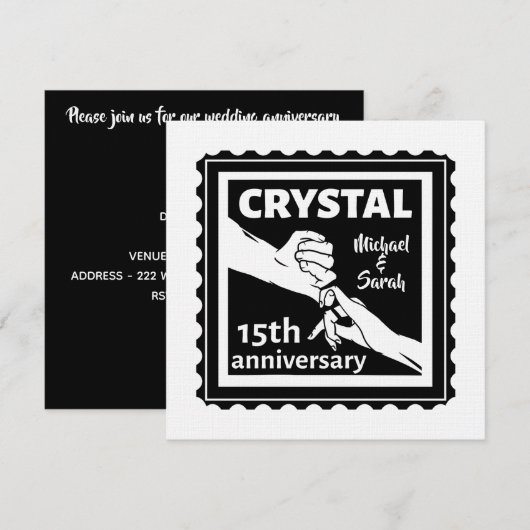 Kristallen 15de huwelijksverjaardag hand in hand kaart (Voorkant / Achterkant)