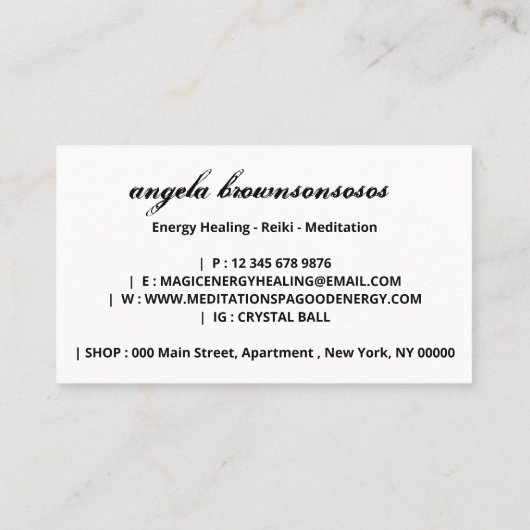 Kristallen bal Energie Reiki Meditatie Visitekaartje (Achterkant)