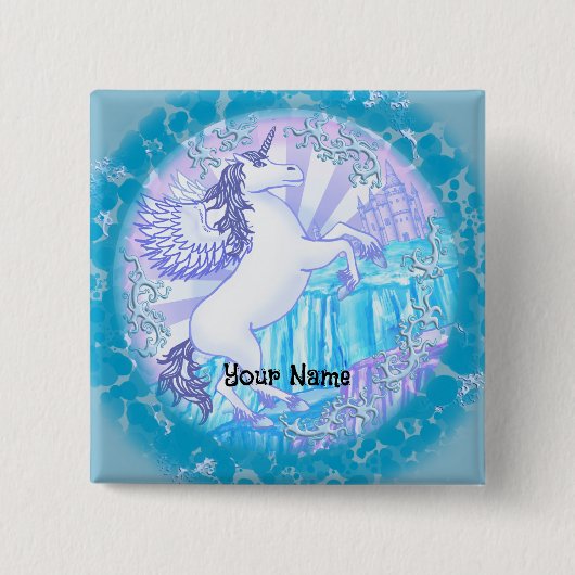 Kristallen berg Pegasus Vierkante Button 5,1 Cm (Voorkant)
