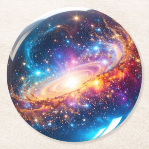 Kristallen Bol - Ik Zie Een Kosmische Gebeurtenis Ronde Kartonnen Onderzetter