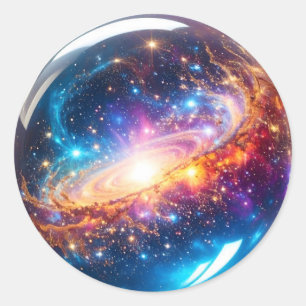 Kristallen Bol - Ik Zie Een Kosmische Gebeurtenis Ronde Sticker
