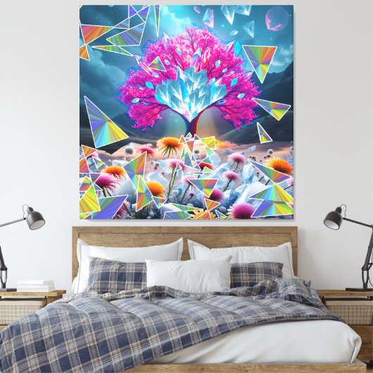 Kristallen Boom van Licht Canvas Afdruk (Insitu (Slaapkamer))