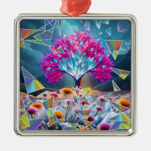 Kristallen Boom van Licht Metalen Ornament