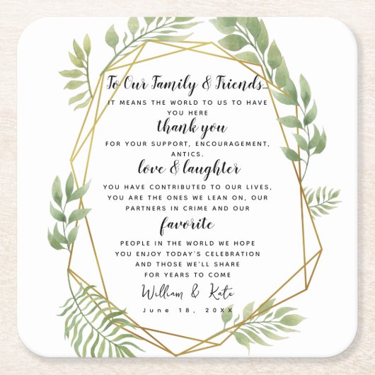 kristallen bruiloft groen feest/bruiloft dank u kartonnen onderzetters (Voorkant)