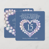 Kristallen bruiloft hart 15 jaar feest kaart (Voorkant / Achterkant)