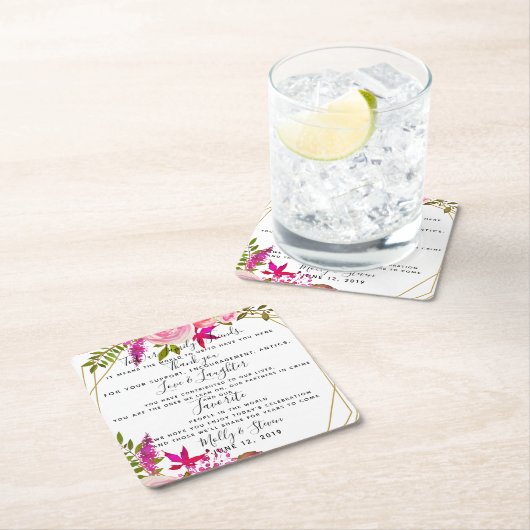 kristallen bruiloft rozen feest / bruiloft Dank u Kartonnen Onderzetters (Insitu)