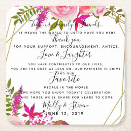 kristallen bruiloft rozen feest / bruiloft Dank u Kartonnen Onderzetters