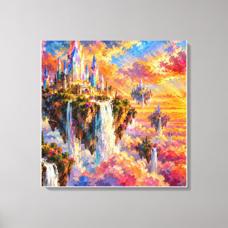 Kristallen Citadel Piek: Drijvende Fantasie Canvas Afdruk