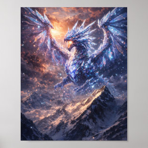Kristallen Draak Over Bergen Poster