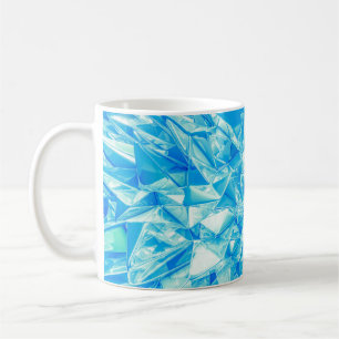 Kristallen driehoek, 3D gerenderde achtergrond. Koffiemok