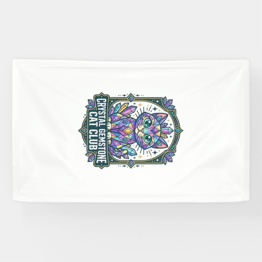 Kristallen Edelsteen Kat Kat Moeder Cadeau Idee -  Spandoek (Horizontaal)