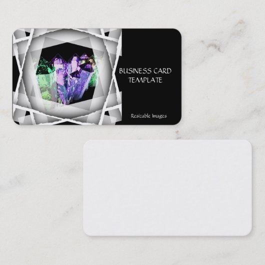 Kristallen Emerald Amethyst Visitekaartje (Voorkant / Achterkant)
