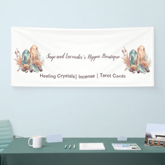 Kristallen en Bloemen Uw Bedrijfsnaam Spandoek (Beurs)