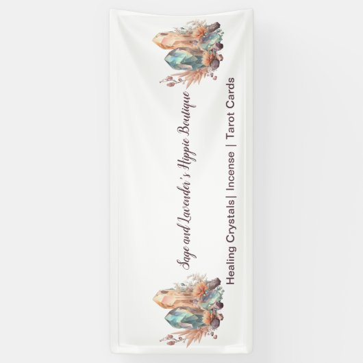 Kristallen en Bloemen Uw Bedrijfsnaam Spandoek (Verticaal)