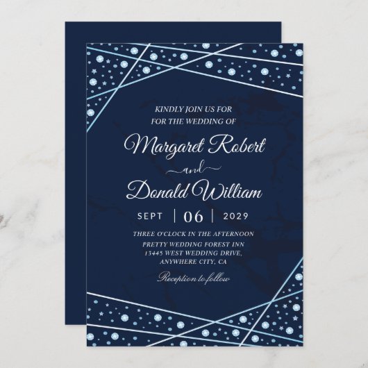 kristallen en neushoorns luxe trouwuitnodigingen kaart (Voorkant / Achterkant)