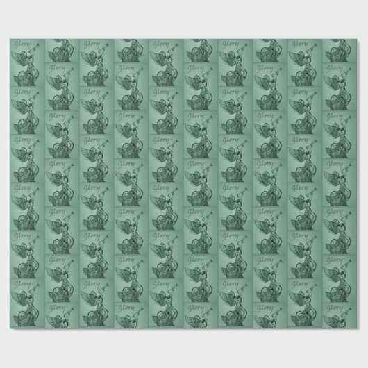 Kristallen Engel op groen Glory Wrapping Paper Cadeaupapier (Vlak)