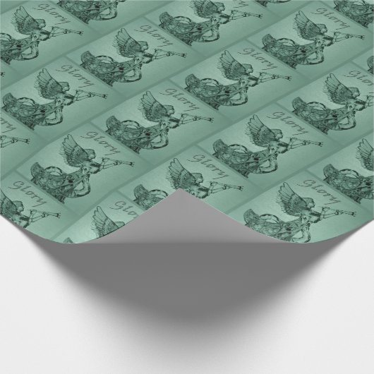 Kristallen Engel op groen Glory Wrapping Paper Cadeaupapier (Hoek)