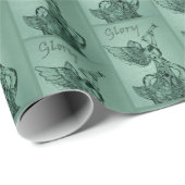 Kristallen Engel op groen Glory Wrapping Paper Cadeaupapier (Rol Hoek)