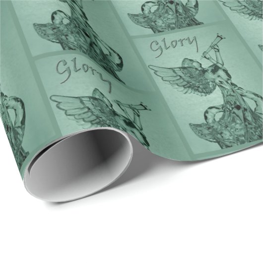 Kristallen Engel op groen Glory Wrapping Paper Cadeaupapier (Rol Hoek)