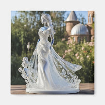 Kristallen glazen prinses met witte jurk