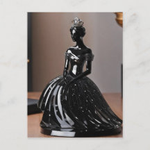 Kristallen glazen prinses met zwarte jurk