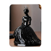Kristallen glazen prinses met zwarte jurk magneet (Verticaal)