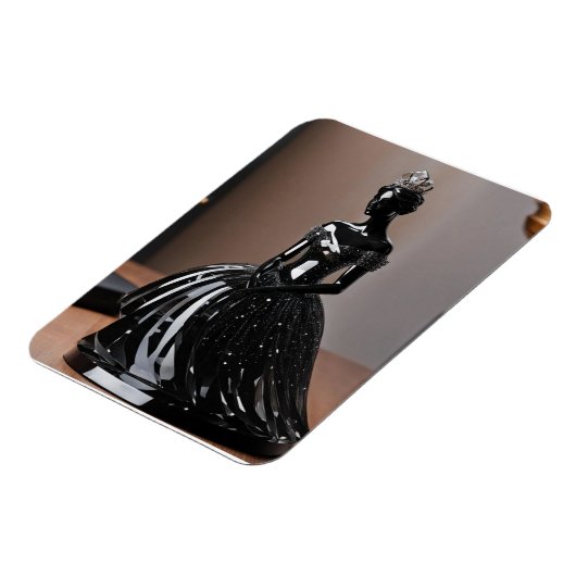 Kristallen glazen prinses met zwarte jurk magneet (Linkerzijde)