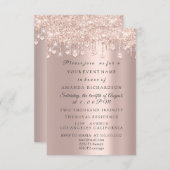 Kristallen Glitter Drijft Roos Vrijgezellenfeest B Kaart (Voorkant / Achterkant)