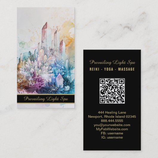 *~* Kristallen Gouden Regenboog QR Drip AP90 Artsy Visitekaartje (Voorkant / Achterkant)