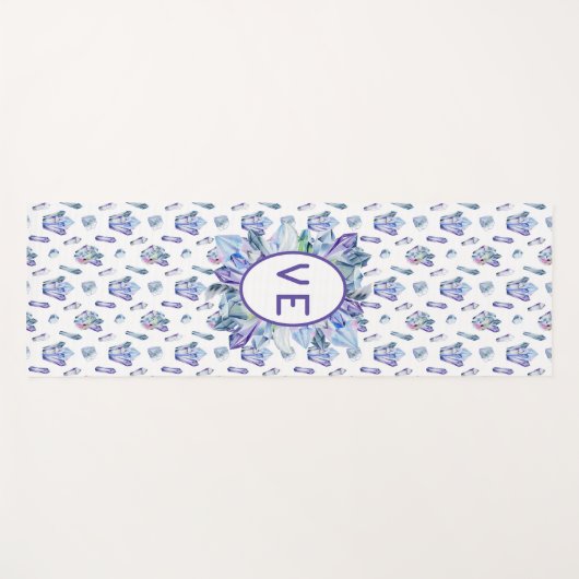 Kristallen In Blauw Paarse en Groen Yogamat (Voorkant (horizontaal))