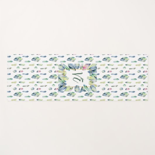 Kristallen in groen blauw en roze yogamat (Voorkant (horizontaal))