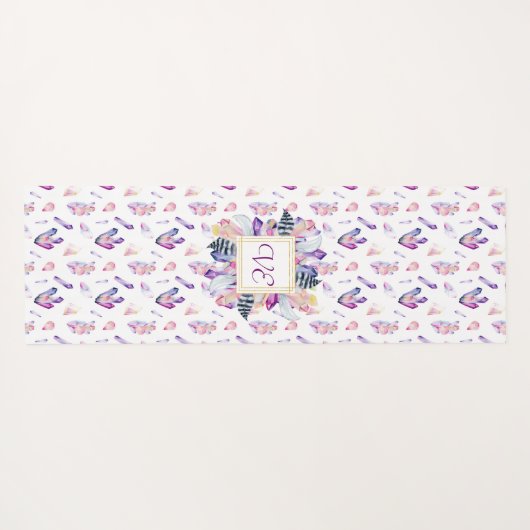 Kristallen in roze en blauw yogamat (Achterkant (horizontaal))