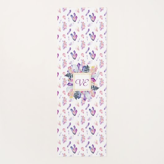 Kristallen in roze en blauw yogamat (Achterkant)