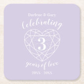 Kristallen jubileum 3 jaar liefde onderzetters (Voorkant)