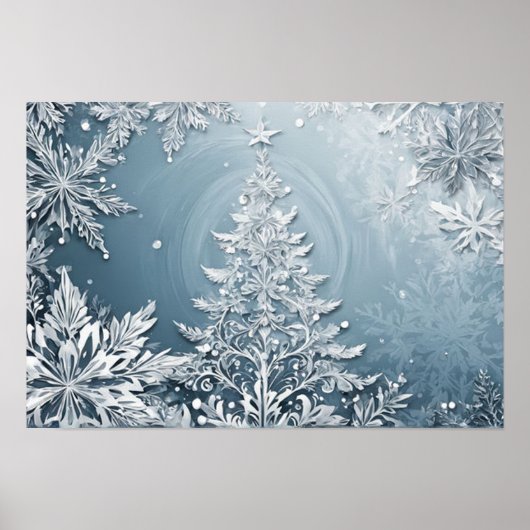 Kristallen Kerstboom Digitale Kerstmis Wall Art Poster (Voorkant)