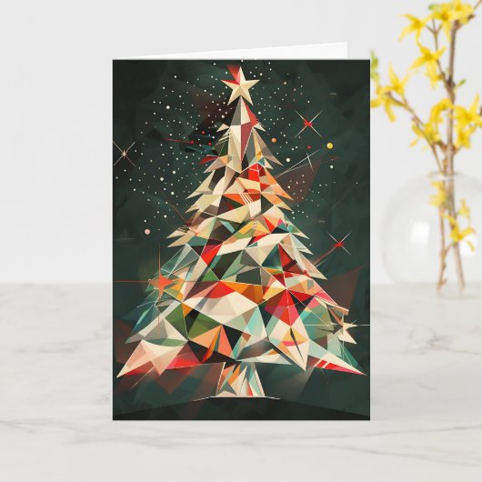 Kristallen kerstboom kaart (Gele Bloem)