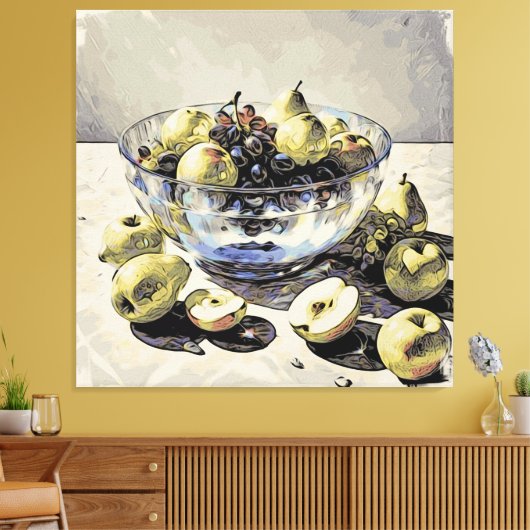 *~*Kristallen kom SC6 Stilleven Fruit Art Gift Canvas Afdruk (Insitu (Woonkamer))
