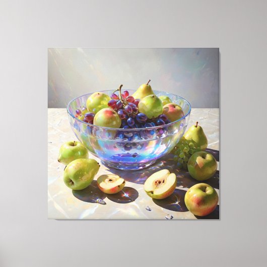 *~*Kristallen kom Stilleven Fruit Art Gift SC6 Canvas Afdruk (Voorkant)