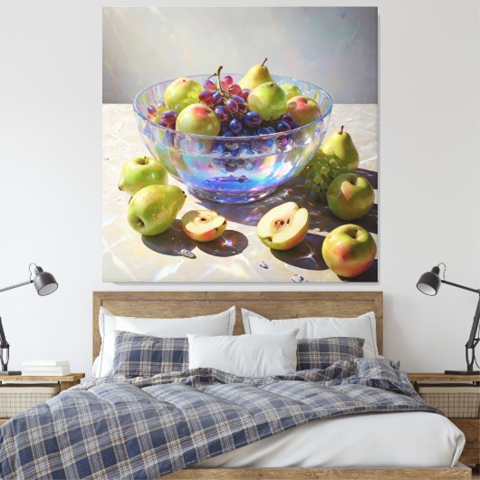 *~*Kristallen kom Stilleven Fruit Art Gift SC6 Canvas Afdruk (Insitu (Slaapkamer))