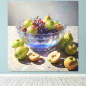 *~*Kristallen kom Stilleven Fruit Art Gift SC6 Canvas Afdruk (Insitu (Houten vloer))