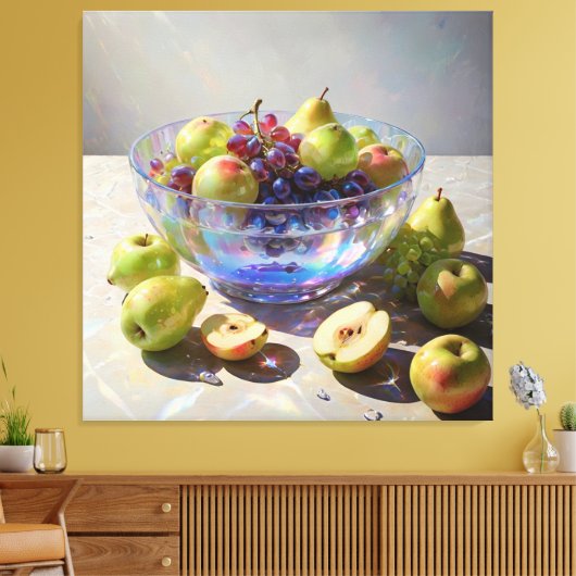*~*Kristallen kom Stilleven Fruit Art Gift SC6 Canvas Afdruk (Insitu (Woonkamer))