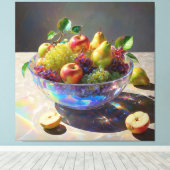*~* Kristallen kom Stilleven Fruit SC6 Canvas Afdruk (Insitu (Houten vloer))