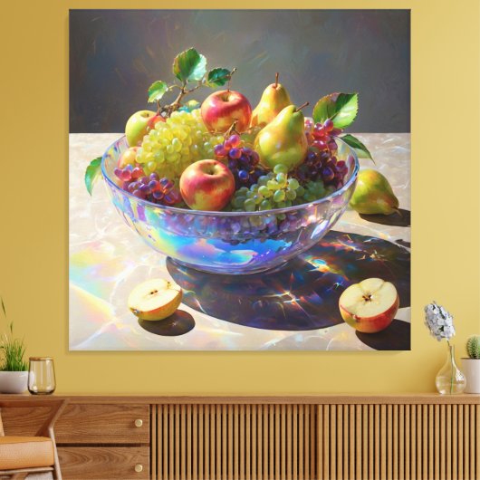 *~* Kristallen kom Stilleven Fruit SC6 Canvas Afdruk (Insitu (Woonkamer))