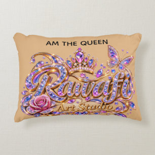 Kristallen Koningin Roze Bloemrijke Elegantie Accent Kussen