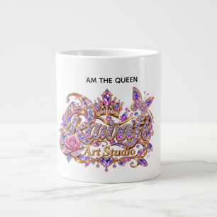 Kristallen Koningin Roze Bloemrijke Elegantie Grote Koffiekop