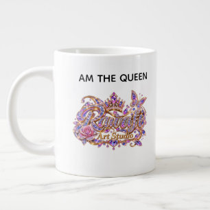 Kristallen Koningin Roze Bloemrijke Elegantie Grote Koffiekop