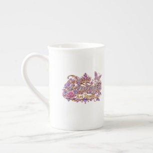 Kristallen Koningin Roze Bloemrijke Elegantie Porselein Kop
